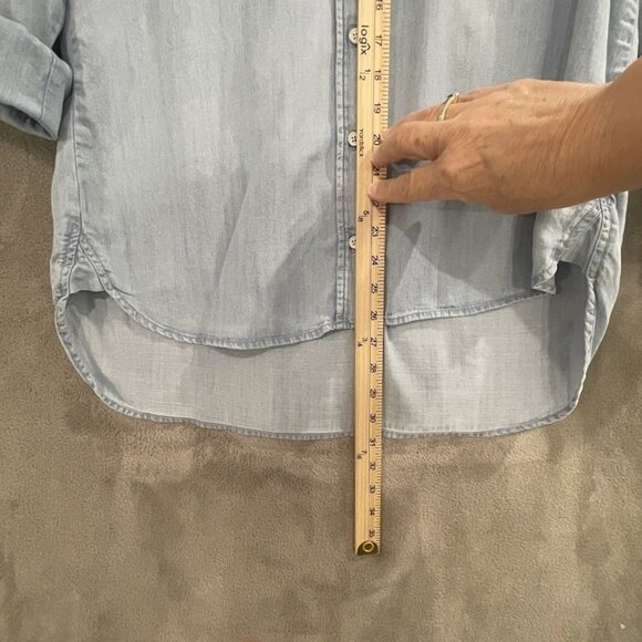 Cloth & Stone Button Down Shirt Womens Medium Light Blue Lyocell Pullover Top‎ - Picture 13 of 16